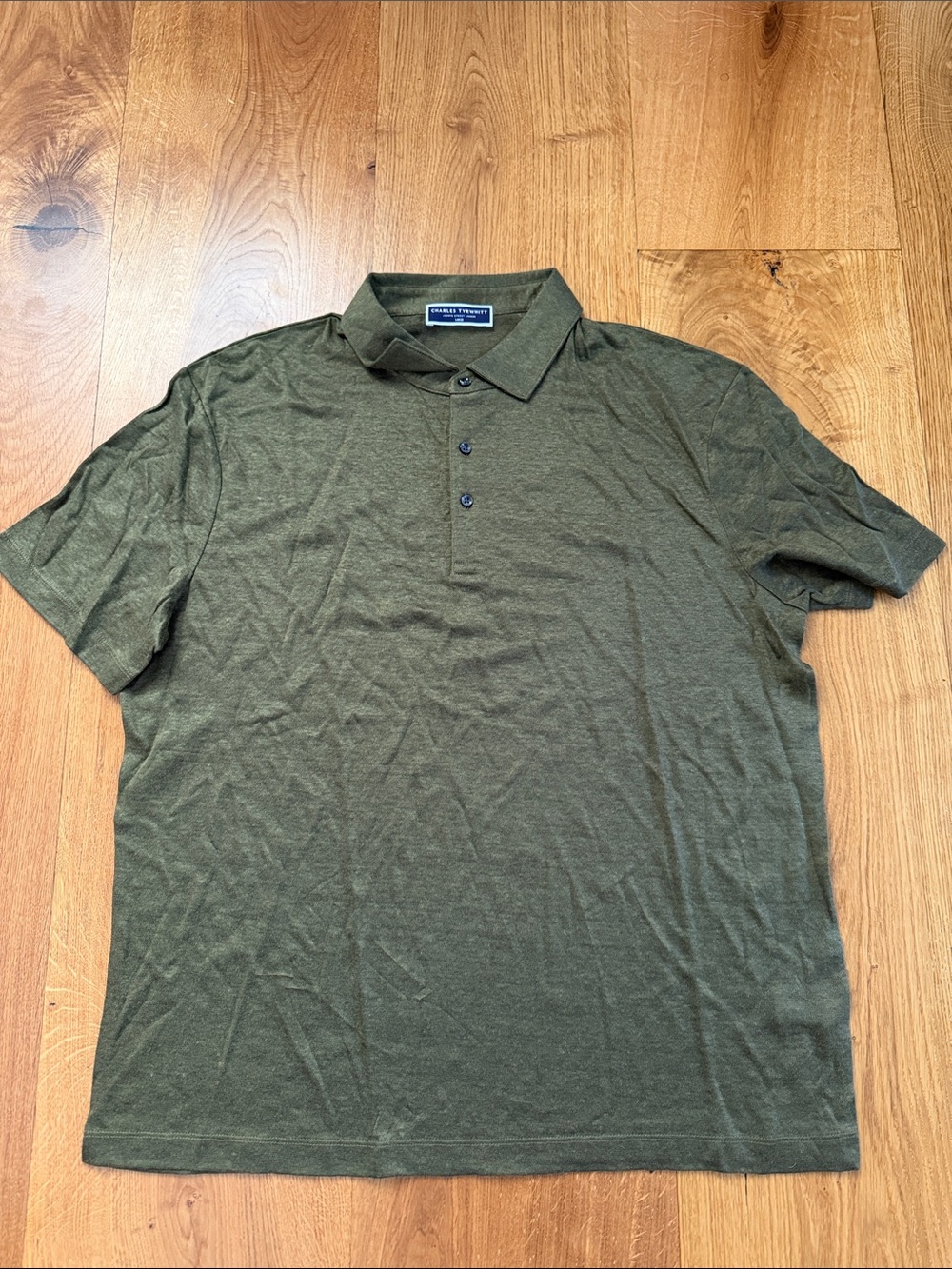 Charles Tyrwhitt Moss Green Short-Sleeve Polo